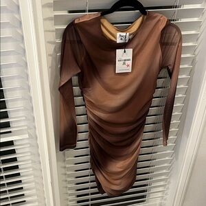 Princess Polly Gradient Brown Long Sleeve Dress